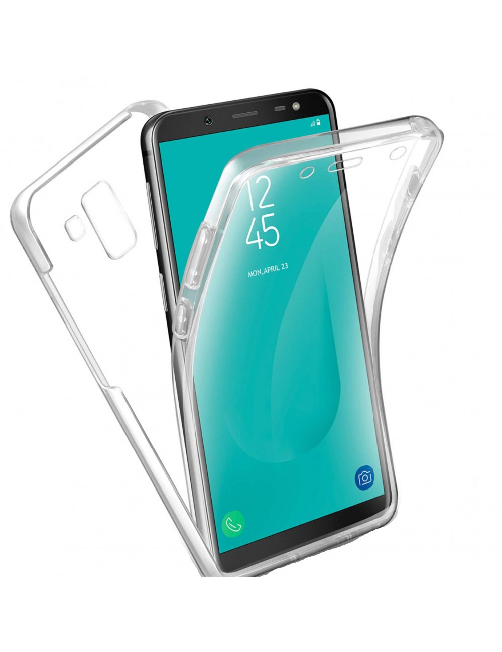 Foto kooi Tegen de wil Samsung Galaxy A8 (2018) 360° clear PC + TPU hoesje